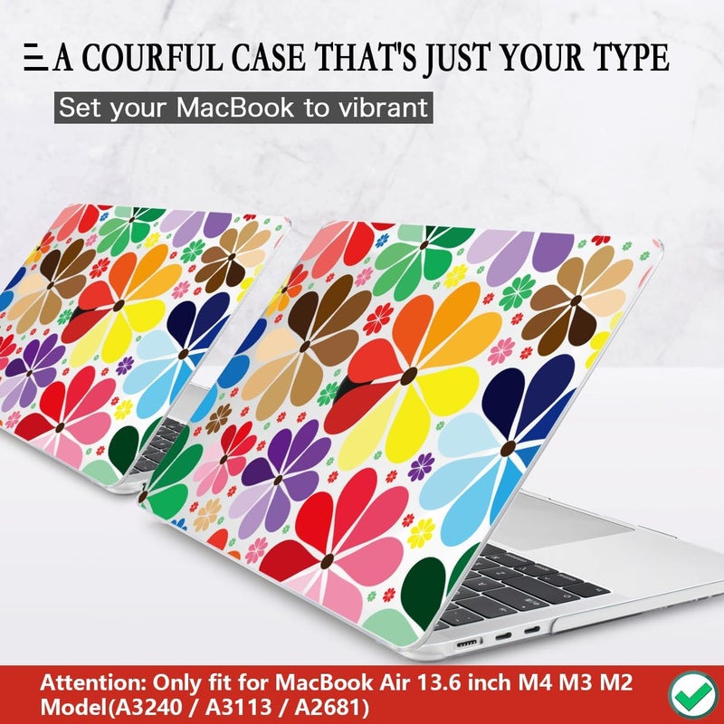 CISSOOK Compatible with MacBook Air 13.6 inch Case 2025 2024 2023 2022 Release A3240 A3113 A2681, Plastic Hard Shell Case Keyboard Cover Set for MacBook Air 13 inch M2 M3 M4, Colorful Floral - Image 2